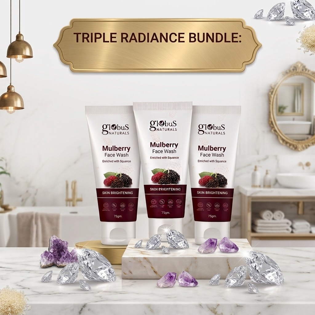 globus mulberry face wash 3 combo Globus Naturals Mulberry Fairness Face Wash (Pack of 3, 75g Each) - Image 1