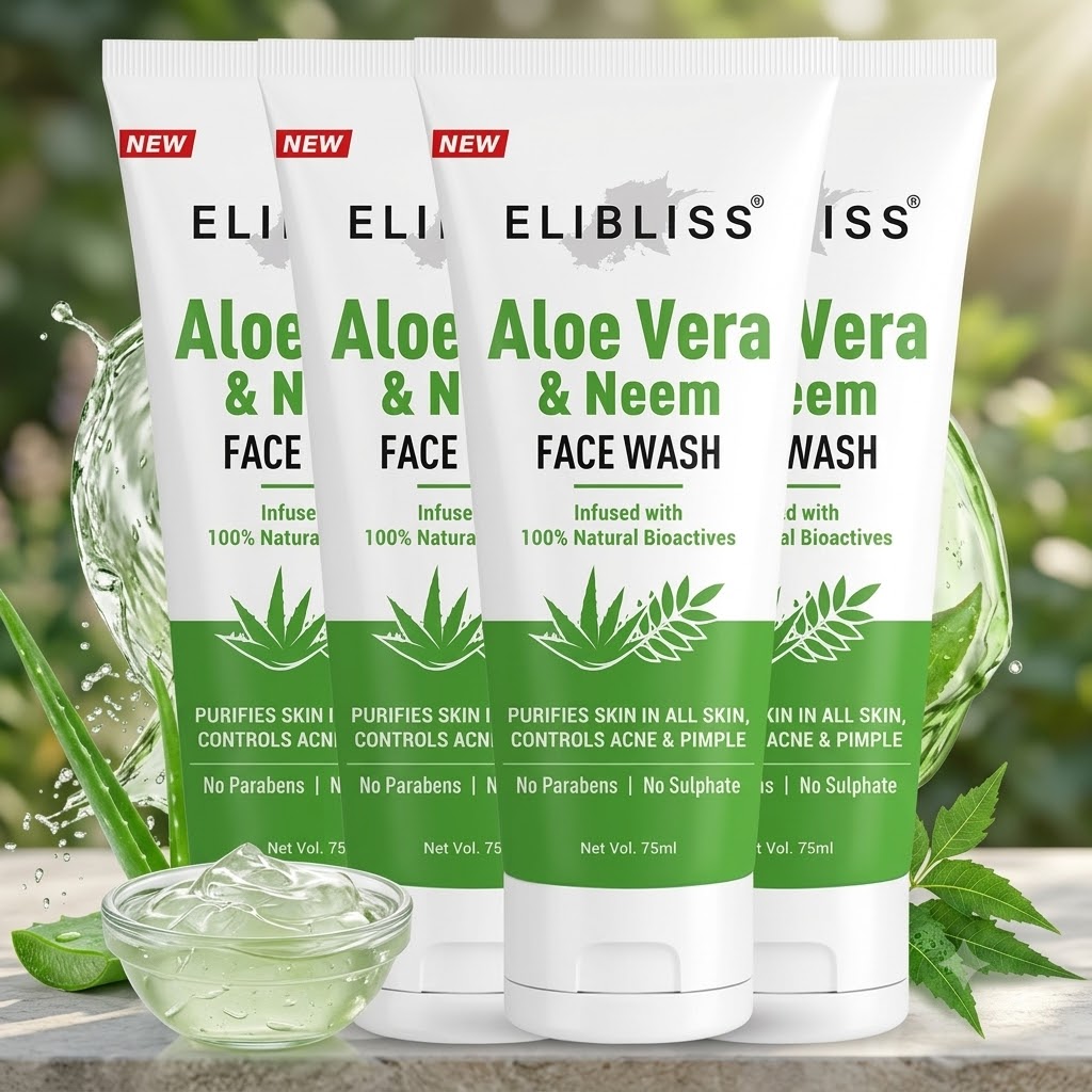 skin face wash aloevera Elibliss Aloe Vera & Neem Purifying Gel Face Wash (Pack of 4) - Image 1